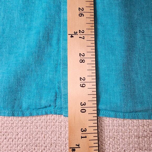 Marc Anthony Luxury Slim Fit Short Sleeve Linen Turquoise Button Up XL - Picture 5 of 8